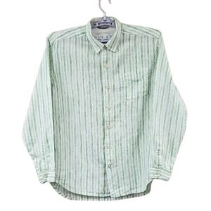 Tommy Bahama Men's Size XL Xlarge Linen Button‎ Up Shirt Long Sleeve Green/White